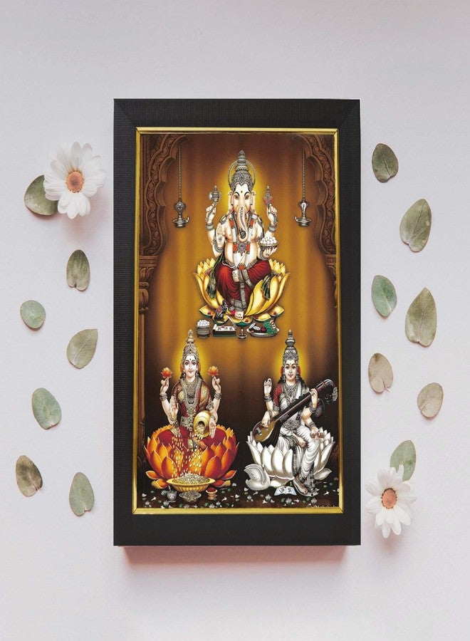 101Temples 101 Temples - Divinity Eternity Spirituality Ganesha Lakshmi Saraswati Hindu God Photo Frame for Pooja Room with Wall Hook, 1 Piece | 10” x 13”, Matt Finish - Image 2